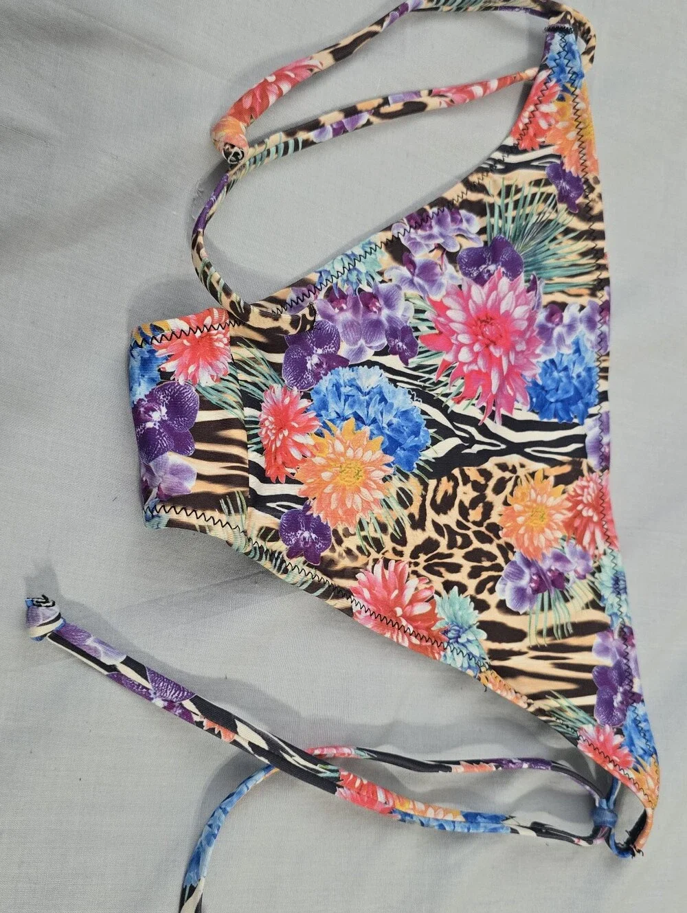 H&M Floral & Leopard Tie-Side Bikini Bottoms - Pink, Purple, Blue, Black Size 4